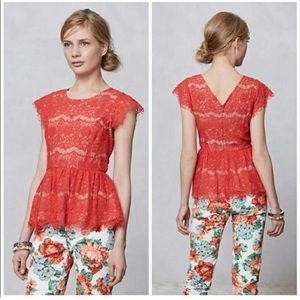 Anthropologie MAEVE • Katrine Lace Peplum Top Size Small